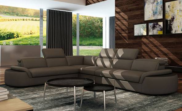 Ъглов кожен диван с модерен италиански дизайн, модел 5122