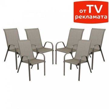 Промо пакет: Комплект 6 стола Kring Bruxelles за градина/тераса/балкон, Метални, Сиви, 72.5 x 55.5 x 92.5 cм + Маса Kring...