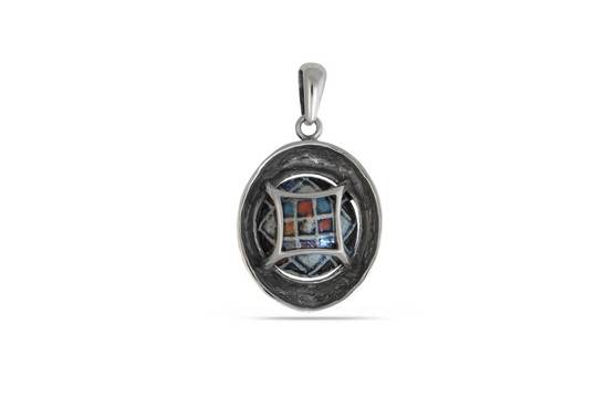 Дамски сребърен медальон с керамика